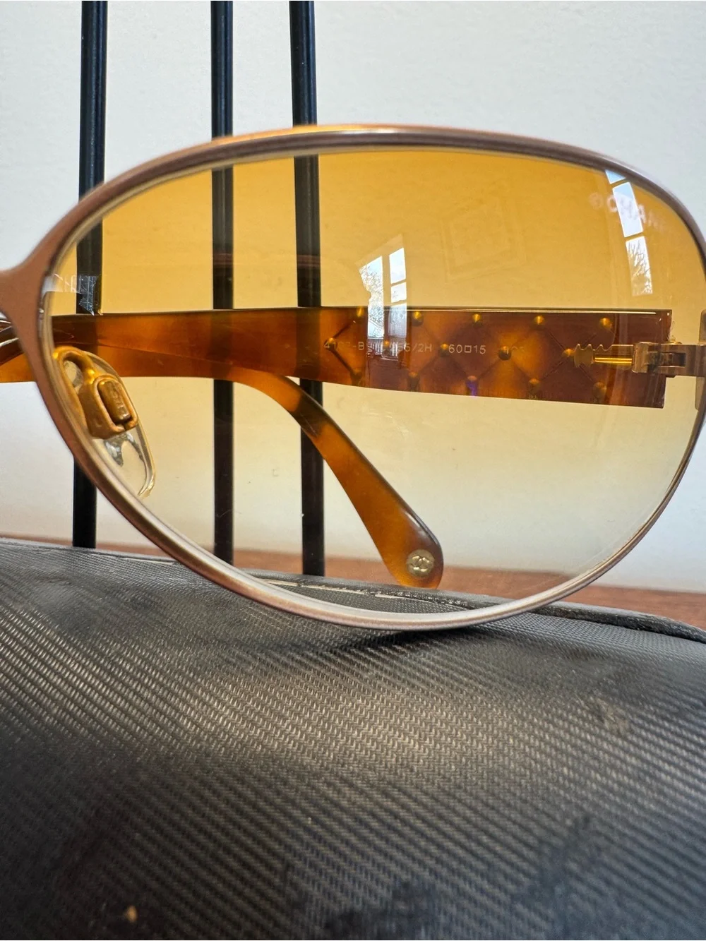 CHANEL Vintage Metal Frame Sunglasses with Orange Tinted Lenses